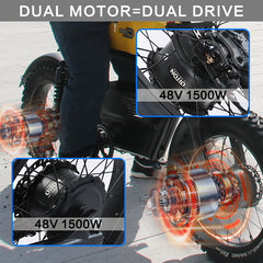 RIO - DUAL MOTORS 48V, 2* 1500W Free shipping to lower 48 states. Shipped from US warehouse