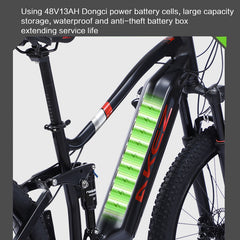 AKEZ M600-27.5" Electric Mountain Bike, 48V Removable Battery eBike, Front Suspension Adult Electric Bicycle for City & Trail
