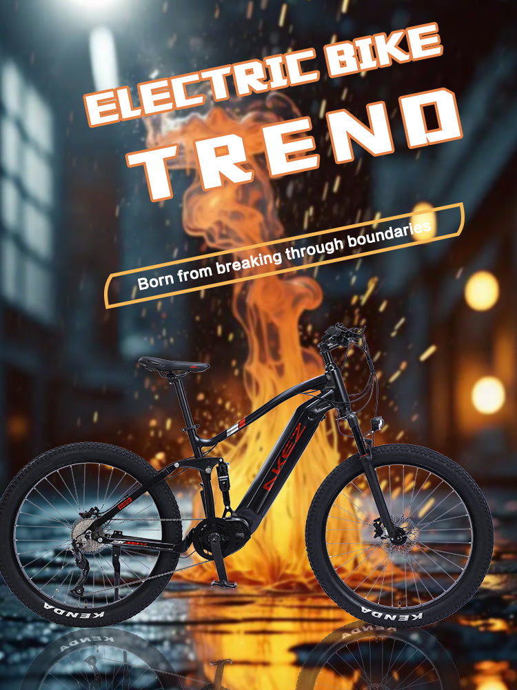 AKEZ M600-27.5" Electric Mountain Bike, 48V Removable Battery eBike, Front Suspension Adult Electric Bicycle for City & Trail