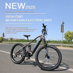 AKEZ M600-27.5" Electric Mountain Bike, 48V Removable Battery eBike, Front Suspension Adult Electric Bicycle for City & Trail