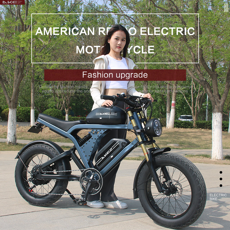 AKEZ -KINGKONG-52V/48V 1500W Dual Battery Electric Bike for Adults, 55Ah Ultra Long Range Fat Tire E-Bike, Full Suspension Off-Road Mountain Electric Bicycle