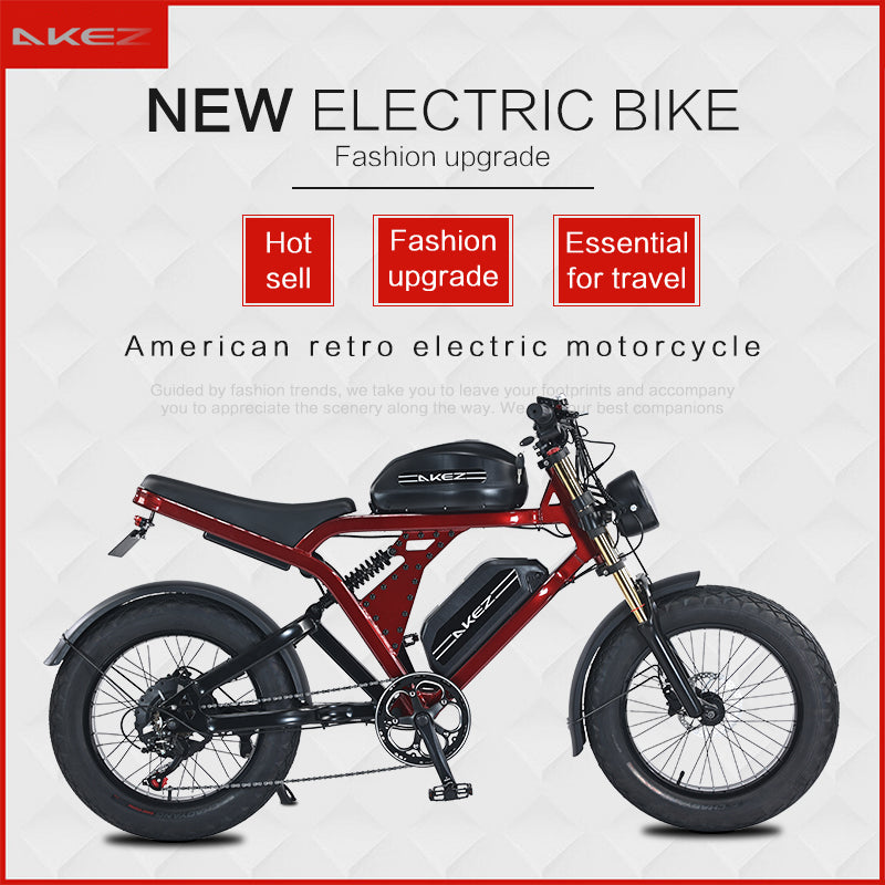 AKEZ -KINGKONG-52V/48V 1500W Dual Battery Electric Bike for Adults, 55Ah Ultra Long Range Fat Tire E-Bike, Full Suspension Off-Road Mountain Electric Bicycle