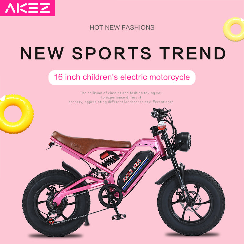 AKEZ 16" Kids Electric Bike 36V 350W, Lightweight E‑Bike for Boys & Girls, Adjustable Seat, Pedal Assist & Throttle, Safe & Easy Rid