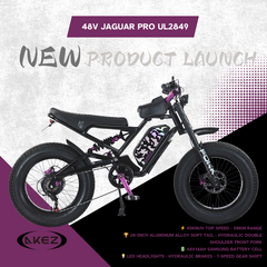 AKEZ Jaguar PRO Electric Bike 48V 1500W, 18Ah Lithium Battery, Full Suspension Fat Tire E-Bike for Adults, Hydraulic Brakes, UL2849 Certified