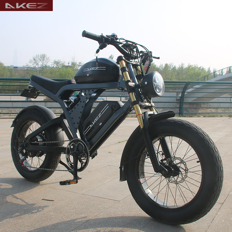 AKEZ -KINGKONG-52V/48V 1500W Dual Battery Electric Bike for Adults, 55Ah Ultra Long Range Fat Tire E-Bike, Full Suspension Off-Road Mountain Electric Bicycle