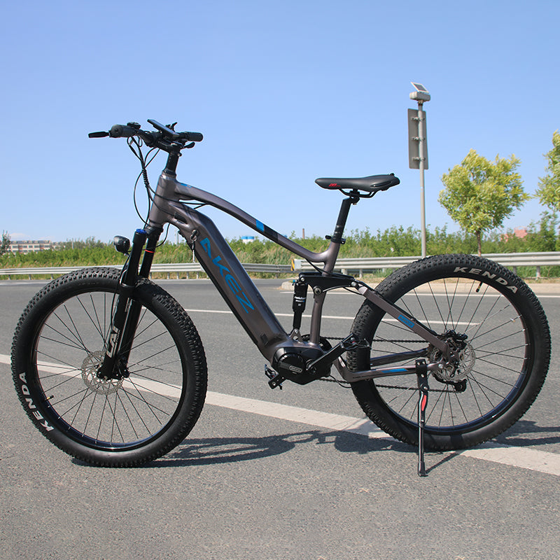 AKEZ M600-27.5" Electric Mountain Bike, 48V Removable Battery eBike, Front Suspension Adult Electric Bicycle for City & Trail